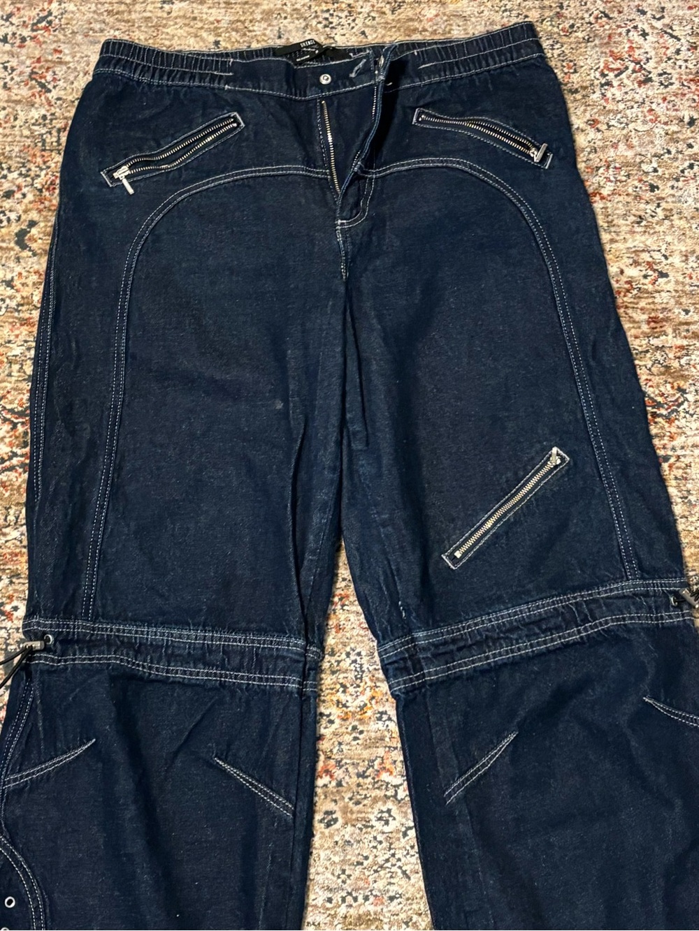 Women’s Dark Blue Cargo Denim Jeans